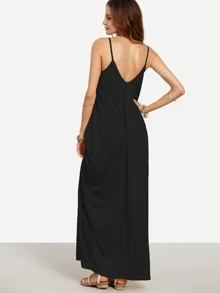 Cocoon V-Neck Cami Maxi Dress - Black - View 2