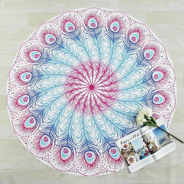 

Ombre Feather Print Round Beach Blanket