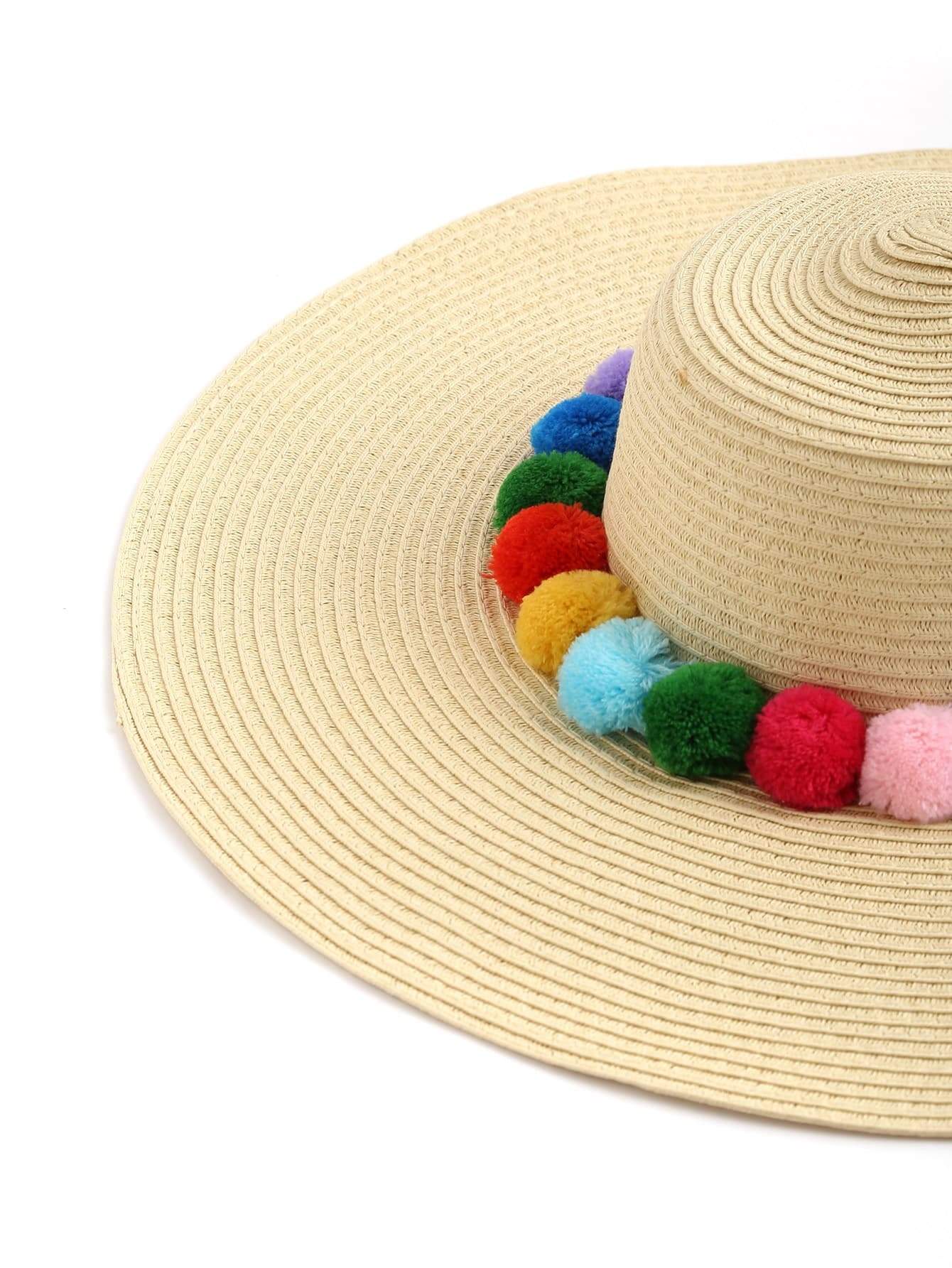 pom pom embellished floppy hat