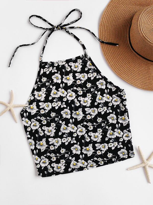 

Blossom Self Tie Halter Top, Multicolor