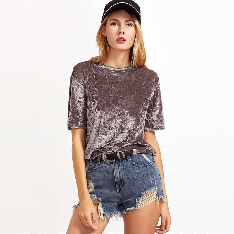 

Crushed Velvet T-shirt, Brown