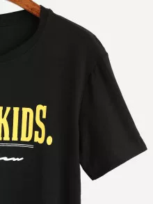 Letter Graphic T-shirt - Black - View 4