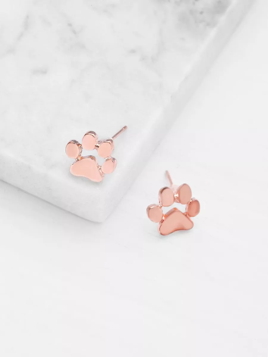Pendientes en forma de pata de gato - Rosa - Ver 1