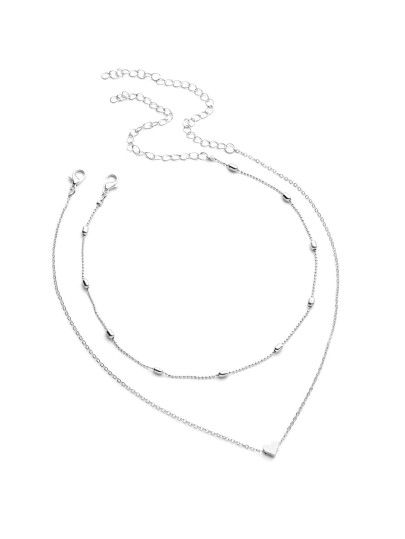 قلادة بسلسلة مع حلية قلب مع قلادة مزينة