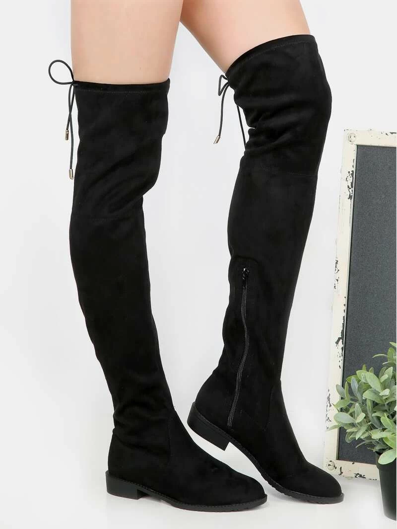 De Por Rodilla Botas Altas Encima Planas La NegroRomwe 2HW9EDIY