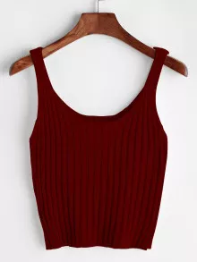 Ribbed Tank Top - Burgundy - View 1