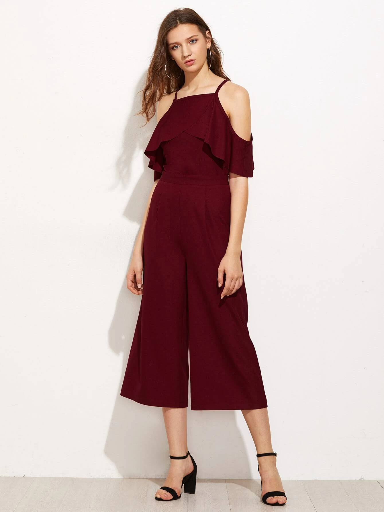 cold shoulder culotte jumpsuit