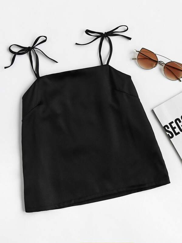 

Self Tie Shoulder Cami Top, Black