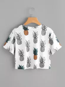 ROMWE Pineapple Print Random Tee, School - Multicolor - View 2
