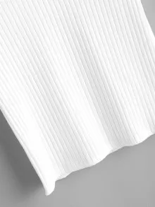 SHEIN Essnce 羅紋針織T - 白色 - 查看 4