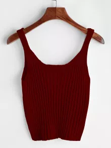 Ribbed Tank Top - Burgundy - View 2
