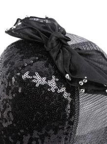 蝴蝶結裝飾亮片棒球帽 - 黑色 - 查看 3