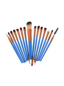 Two Tone Eye Brush 15pcs - Blue - View 1
