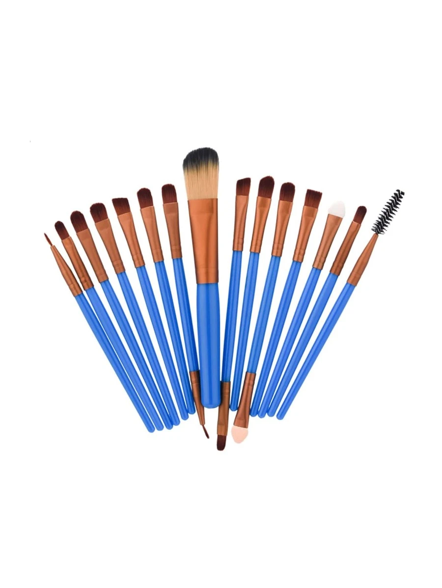 Two Tone Eye Brush 15pcs - Blue - View 1