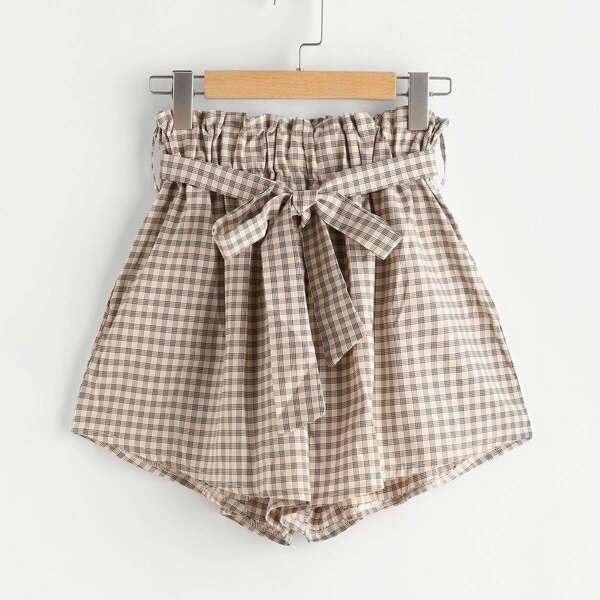 

Gingham Shorts With Belt
