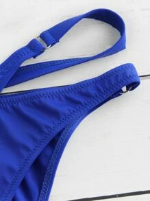 Triangle Cut-out Halter Top Bikini Set - Blue - View 5