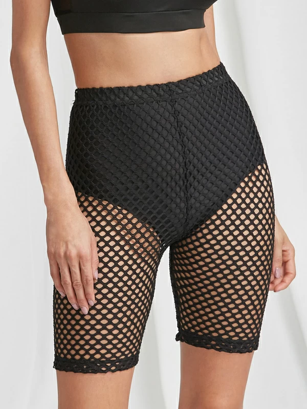 fishnet high waisted shorts