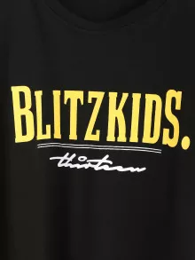 Letter Graphic T-shirt - Black - View 2