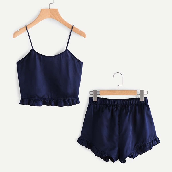 

Frill Trim Cami And Shorts Pajama Set