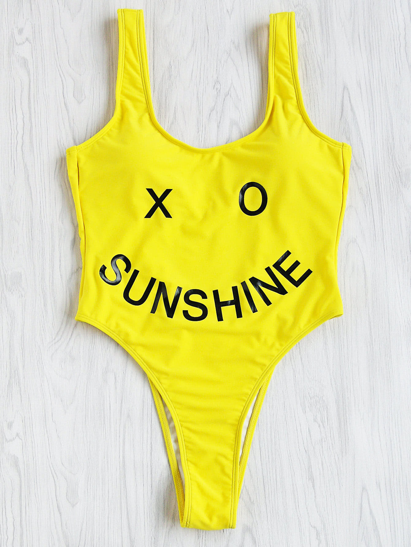Letra Estampado De Cara Bañador Sonriente Con Y rdexBCo