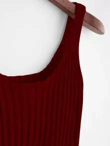 Ribbed Tank Top - Burgundy - View 3