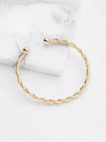Plated Woven Design Bracelet - Yellow Gold - View 2