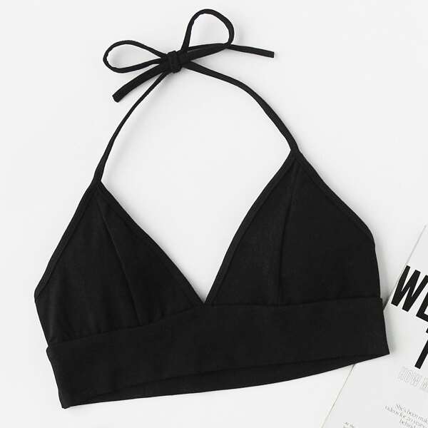 

Crop Halter Top, Black
