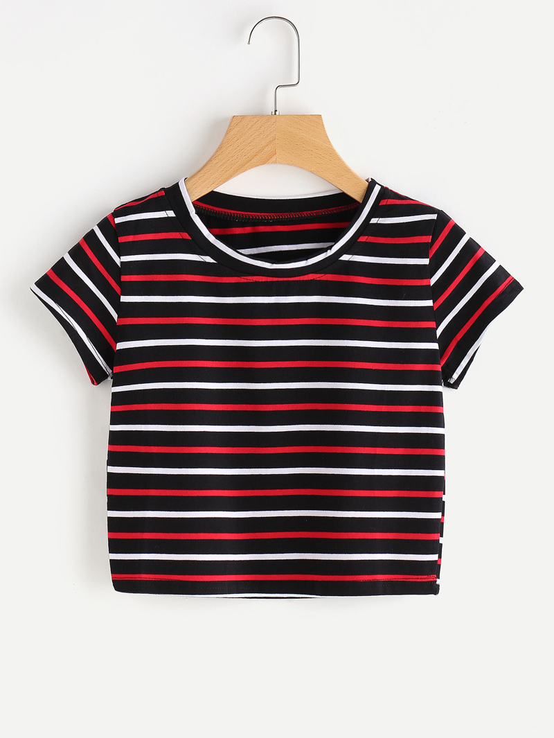

Contrast Striped Tee, Multicolor