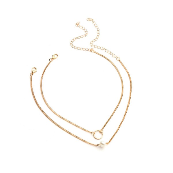 

Faux Pearl And Ring Design Chain Choker Set 2pcs