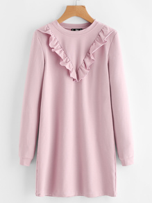 Frill Trim Sweatshirt Dress