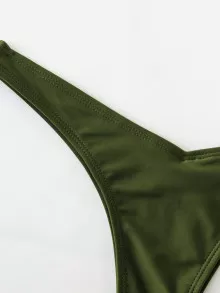 SHEIN Swim Underwired Tanga Bikini Set Summer Beach - Army Green - View 5