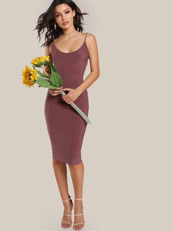 Brown Spaghetti Strap Dress