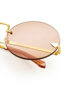 Gafas de moda con lentes redondos y sin montura - Marrón - Ver 2