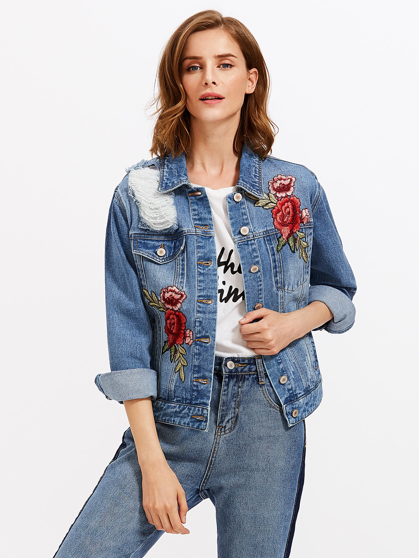 rose denim jacket womens