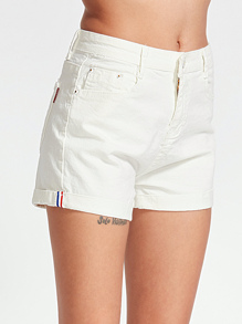 Pantaloncini in denim corti bianchi rotolati | SHEIN ITALIA