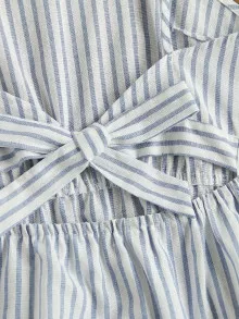 Đầm Knot Sọc Màu xanh lam Kỳ nghỉ - Xanh và trắng - Xem 3