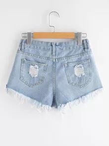 Shorts mezclilla con rotos - Azul - Ver 4