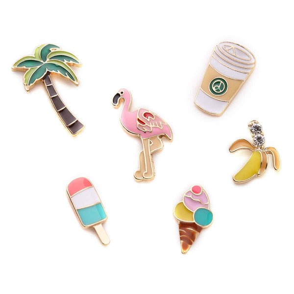 

Flamingo & Palm Tree Design Brooch Set