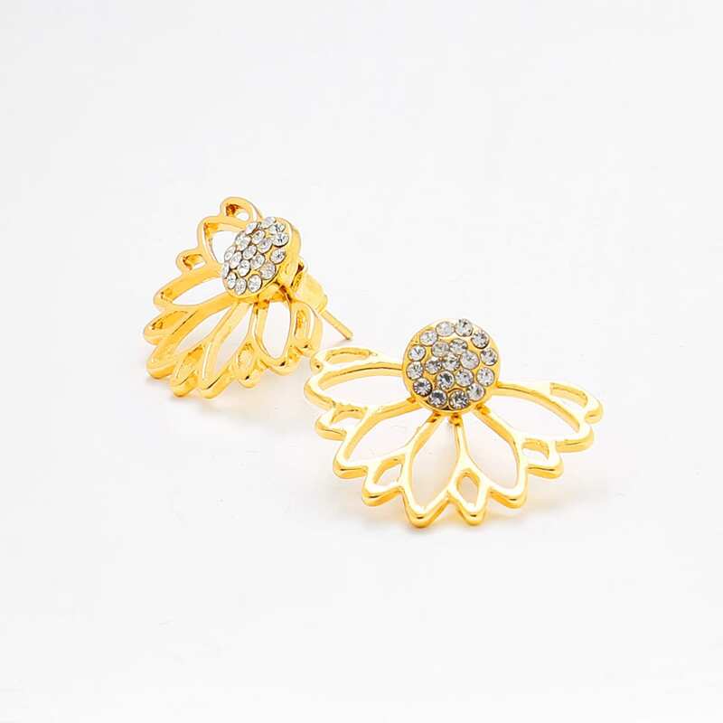 

Rhinestone Hollow Lotus Design Ear Jacket, Gold