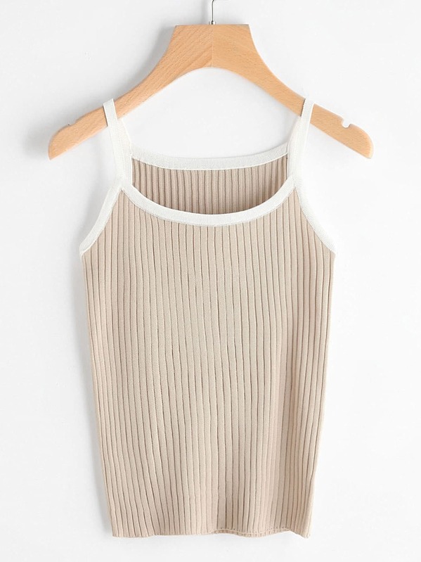 

Контрастность Trim Ribbed Knit Cami Top, null