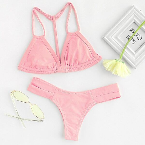 

Braided Strap Caged Back Bikini Set