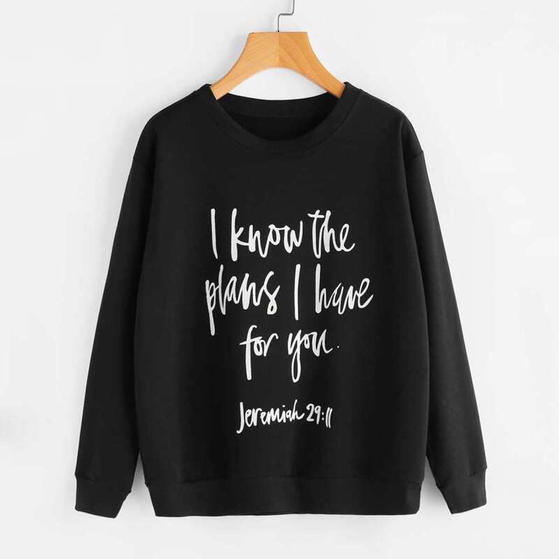 

Slogan Print Sweatshirt, Black