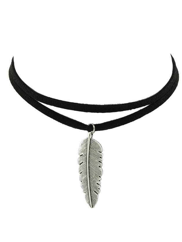 collier ras de cou noir plume collier ras de cou noir plume