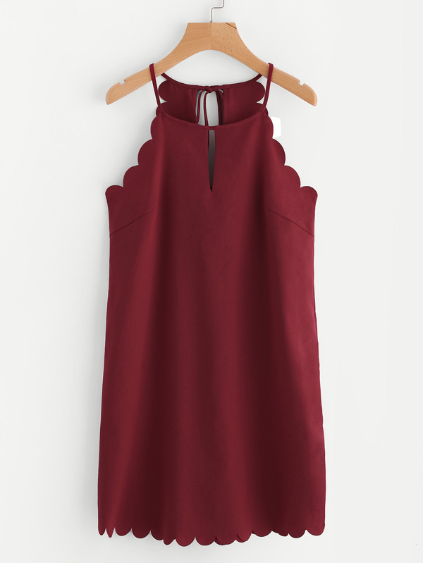 double keyhole scallop edge dress shein sheinside