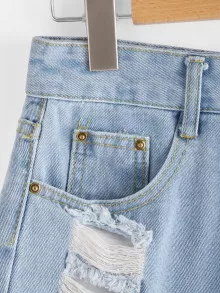 Shorts mezclilla con rotos - Azul - Ver 3