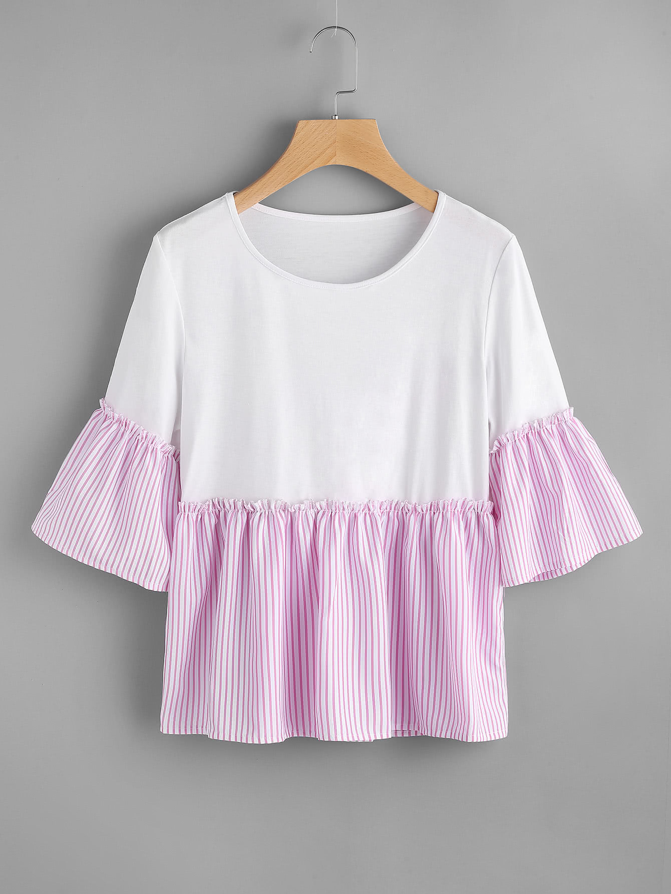 SheIn Contrast Striped Trim T-shirt
