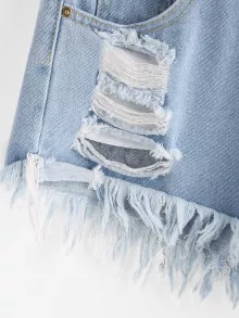 Shorts mezclilla con rotos - Azul - Ver 2