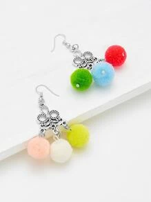 Aretes caídos glamorosos con multi pompones - Multicolor - Ver 3