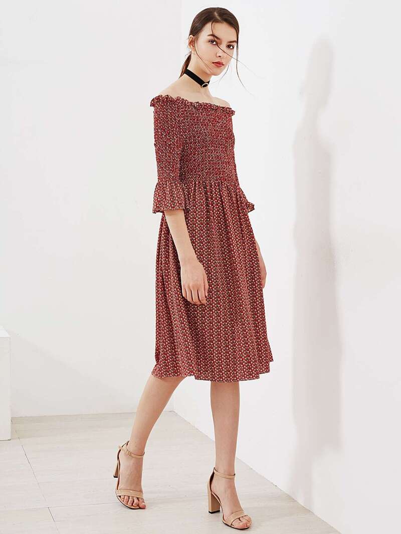 De Con Vestido Mangas Acampanadas BarcoRomwe Cuello VjMSLqUGzp