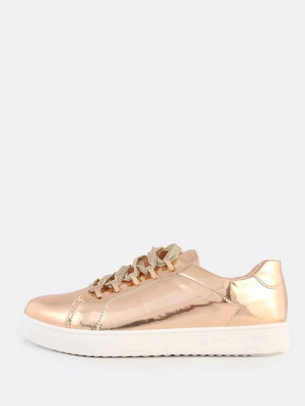 rose gold metallic sneakers